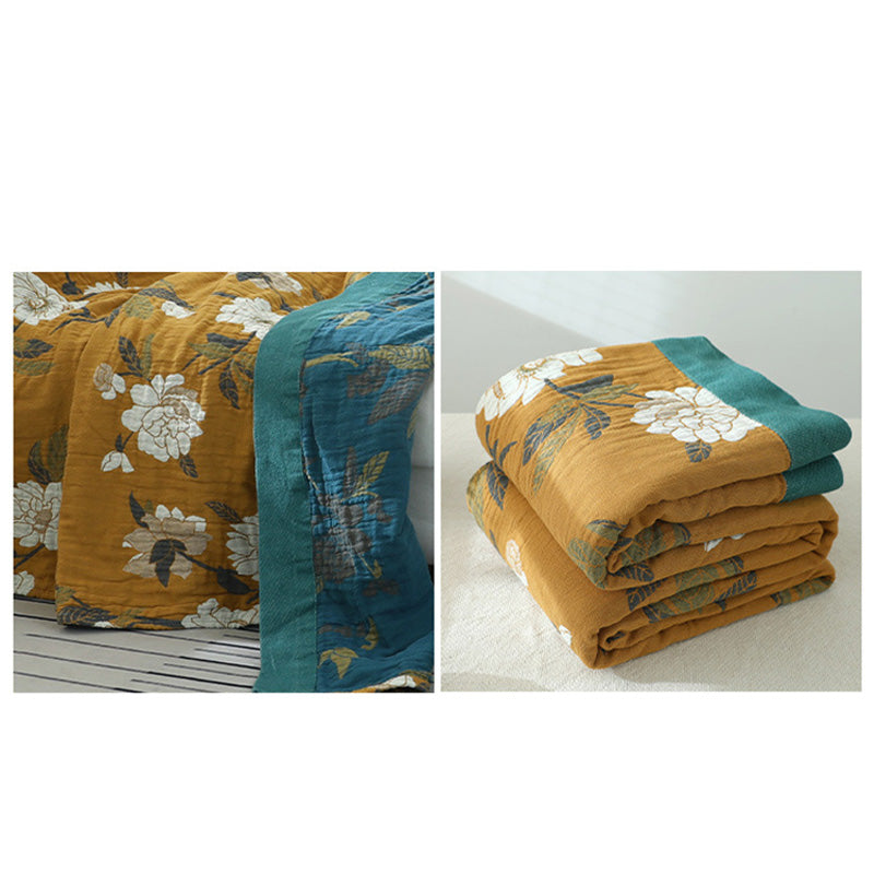 Couverture réversible Ownkoti à motif floral, housse de canapé en coton