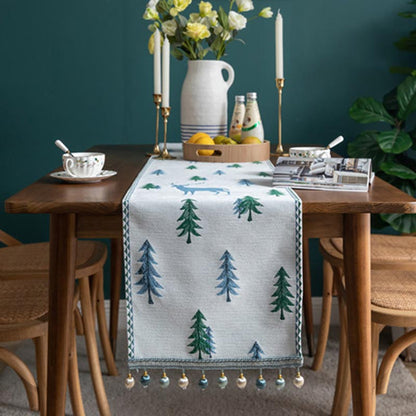Chemin de table de Noël Ownkoti avec pompon