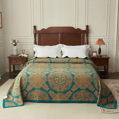 Couette réversible en fibre de bambou avec motif floral bohème