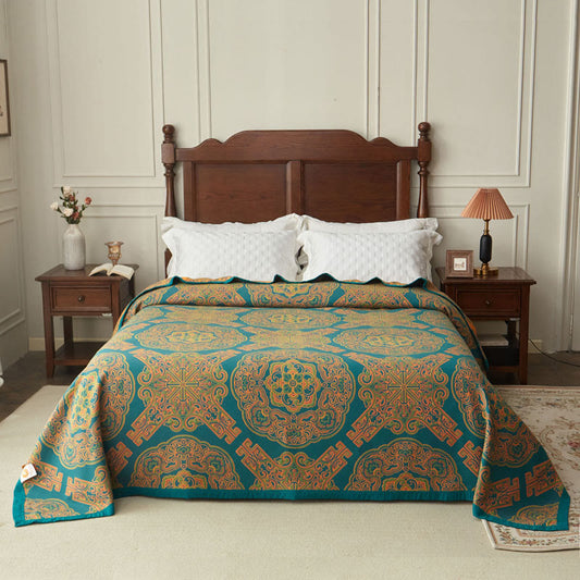 Couette réversible en fibre de bambou avec motif floral bohème