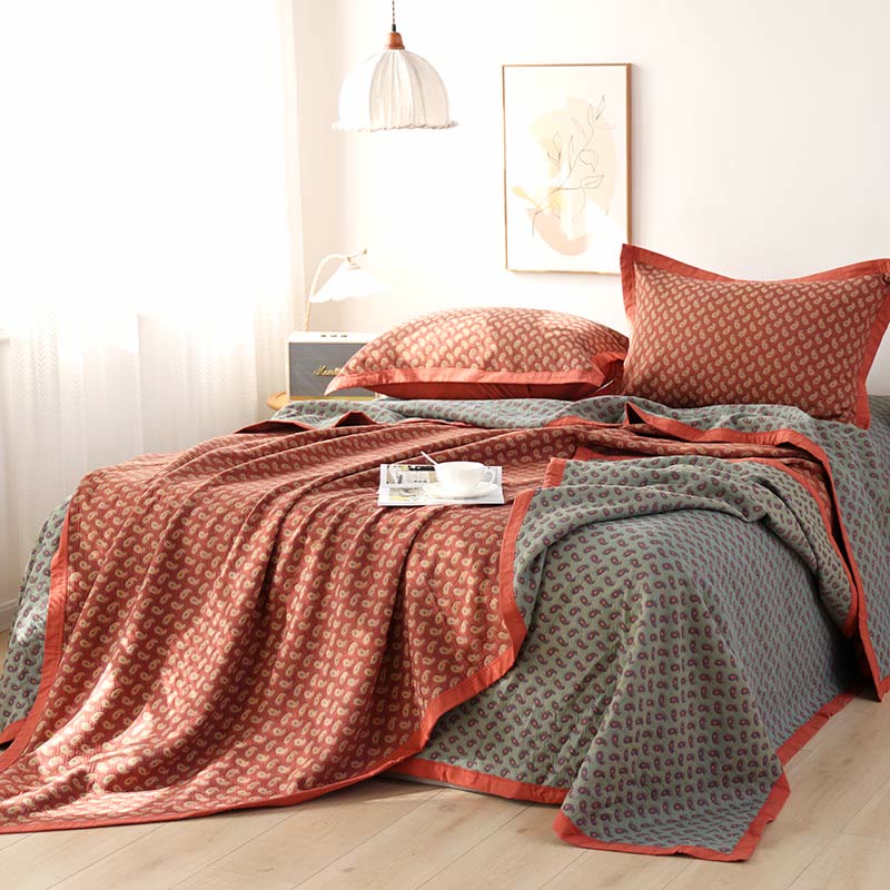 Couette réversible en gaze de coton avec fleurs de cajou