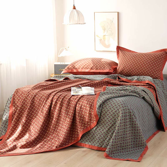 Couette réversible en gaze de coton avec fleurs de cajou