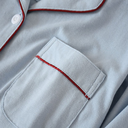 Chemise de nuit en coton uni avec patte de boutonnage