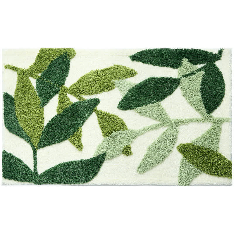 Ownkoti Tapis de sol doux et antidérapant avec motif de feuilles vertes - image 3