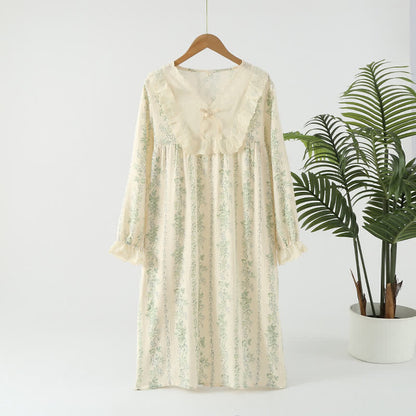 Chemise de nuit pastorale en gaze de coton double épaisseur