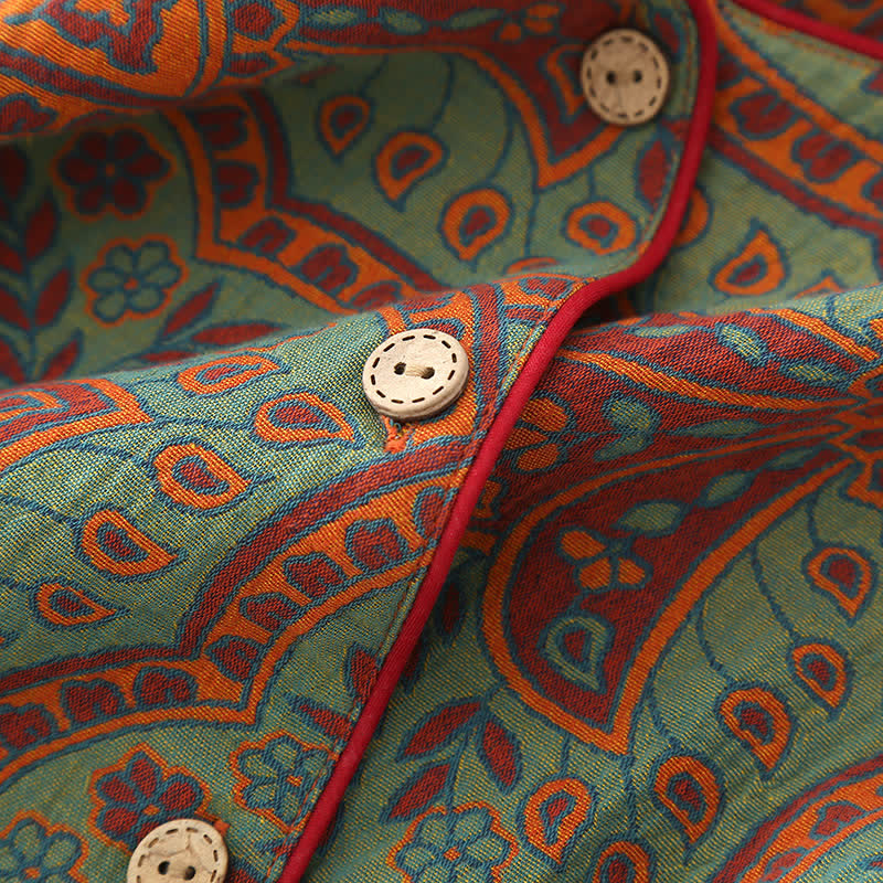 Ensemble de vêtements d'intérieur à col rond avec motif jacquard vintage - image 6