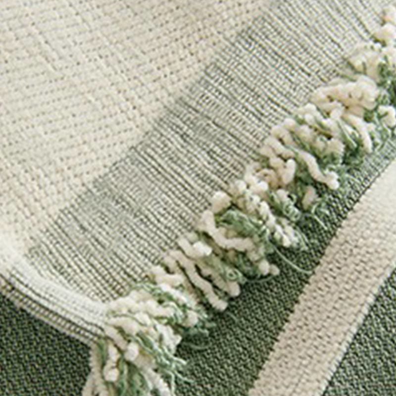Housse de canapé en chenille à rayures droites et pompons