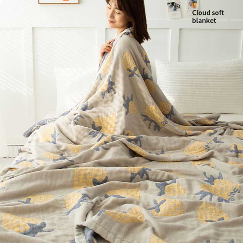 Couette douce à cinq couches en coton fraise