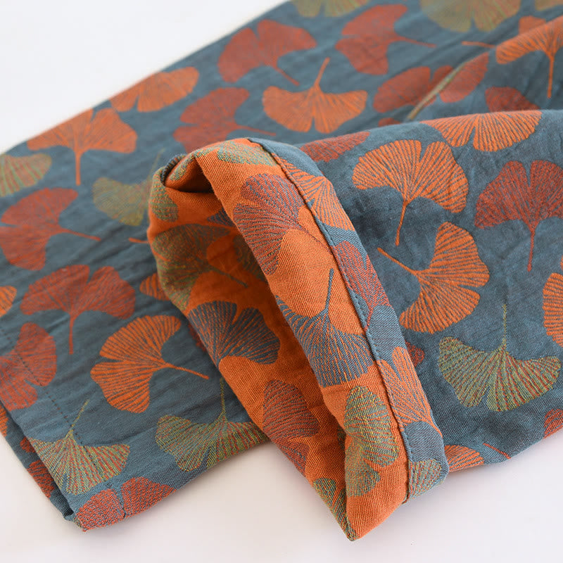 Ensemble de vêtements d'intérieur en coton avec bouton en forme de feuille de ginkgo - image 10