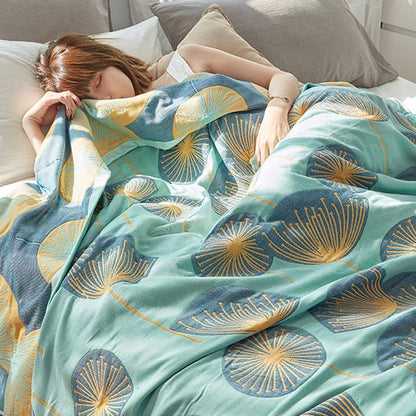 Couette réversible en coton à imprimé pissenlit