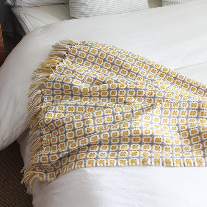 Couverture de canapé tricotée Ownkoti avec pompons