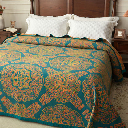 Couette réversible en fibre de bambou avec motif floral bohème