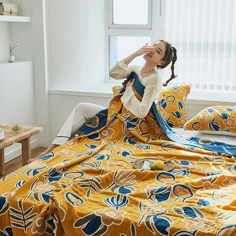 Couette double face Ownkoti à imprimé floral bohème