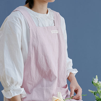 Tablier simple en coton avec dos croisé de couleur pure