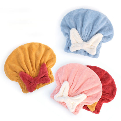 Bonnet séchant les cheveux avec nœud et élastique