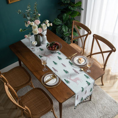Chemin de table de Noël Ownkoti avec pompon