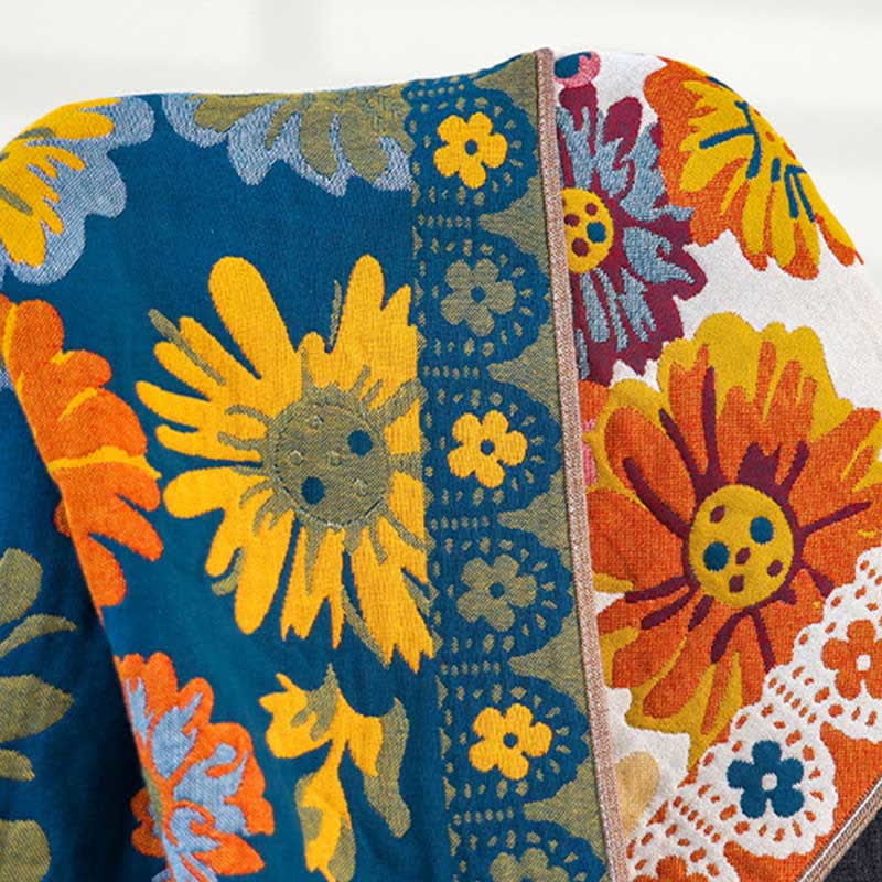 Serviette de bain en coton doux avec des fleurs lumineuses