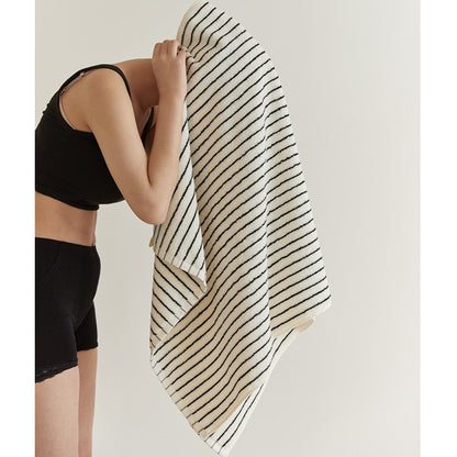 Serviette en coton respirant à rayures blanches et noires