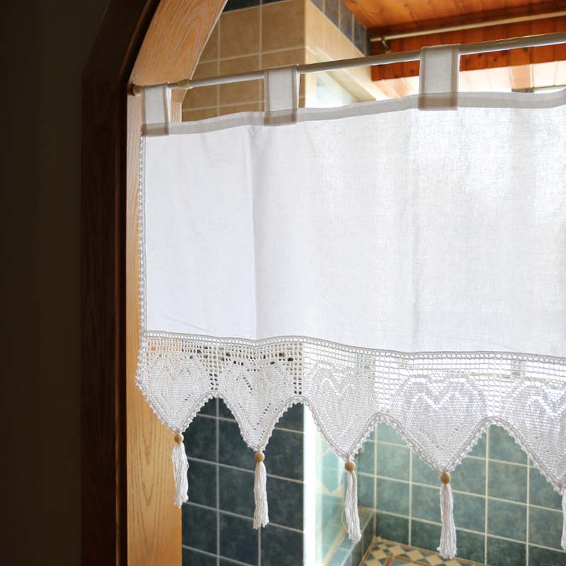 Rideau de placard en coton blanc, rideau court
