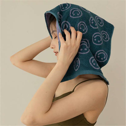 Ownkoti – Serviette en coton peigné doux avec un motif souriant