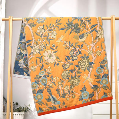Serviette de bain réversible avec motif hibiscus aux couleurs vives