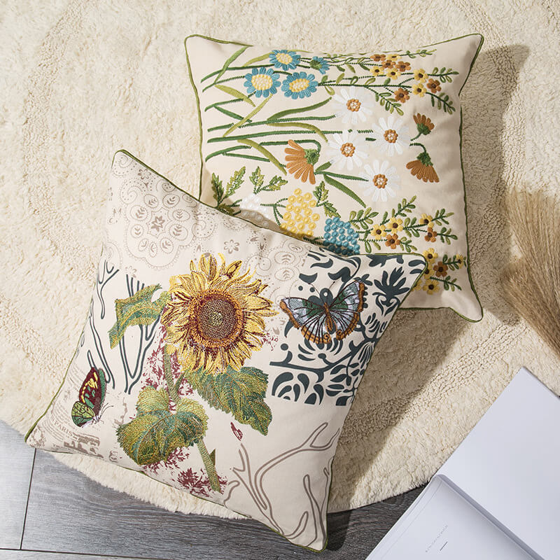 Housse de coussin florale vintage Ownkoti