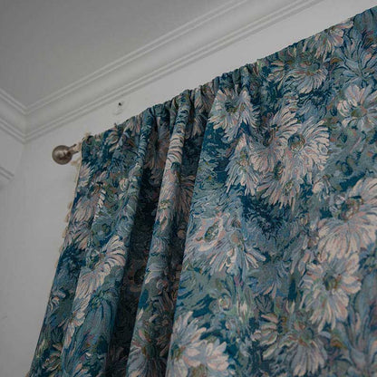Rideau à pompons de style peinture à l'huile florale