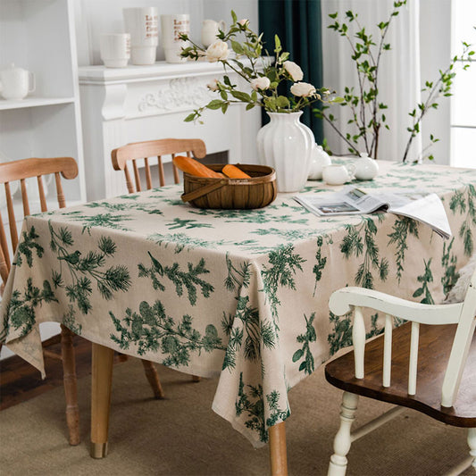 Nappe en coton et lin avec motif Pine Bird