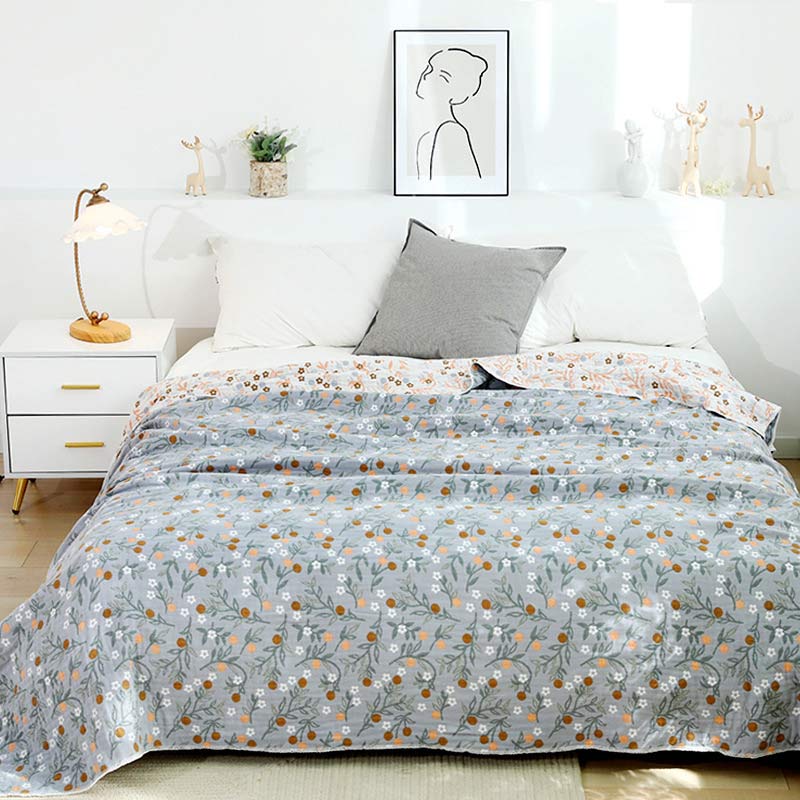 Couette réversible rétro, couette douce à motif floral