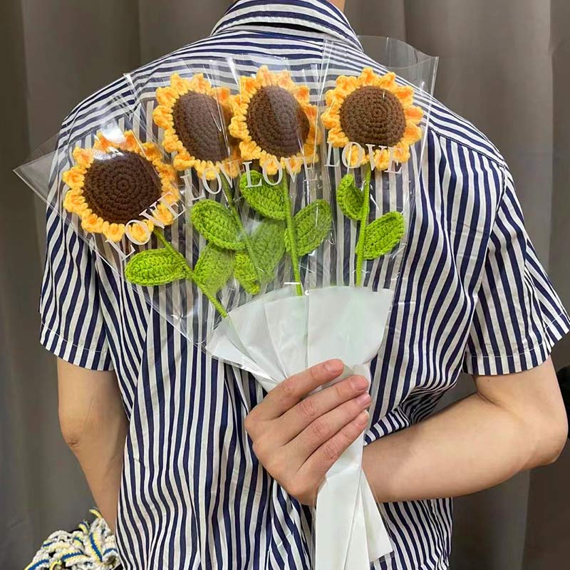 Tournesol tricoté à la main en coton au crochet