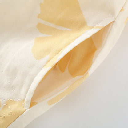 Ensemble de vêtements d'intérieur en coton avec nœud en feuille de ginkgo
