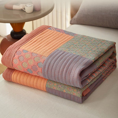 Couette réversible colorée en coton à motif carré