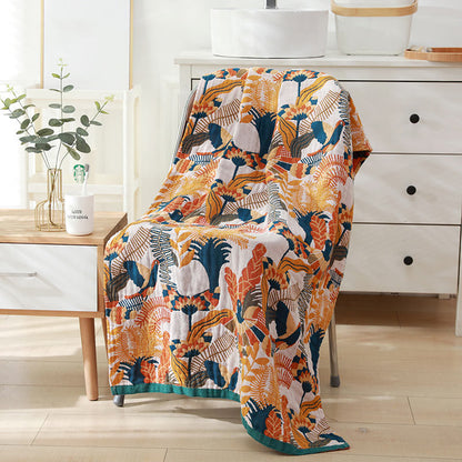 Serviette en coton Ownkoti avec fleurs et oiseaux, réversible, serviette de plage, serviette de bain