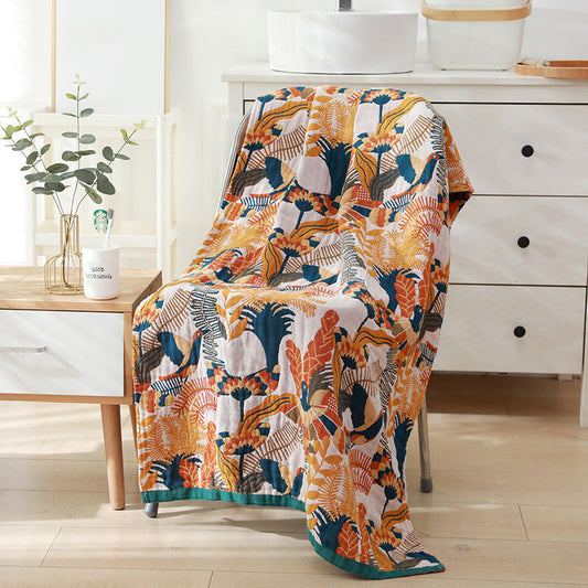 Serviette en coton Ownkoti avec fleurs et oiseaux, réversible, serviette de plage, serviette de bain