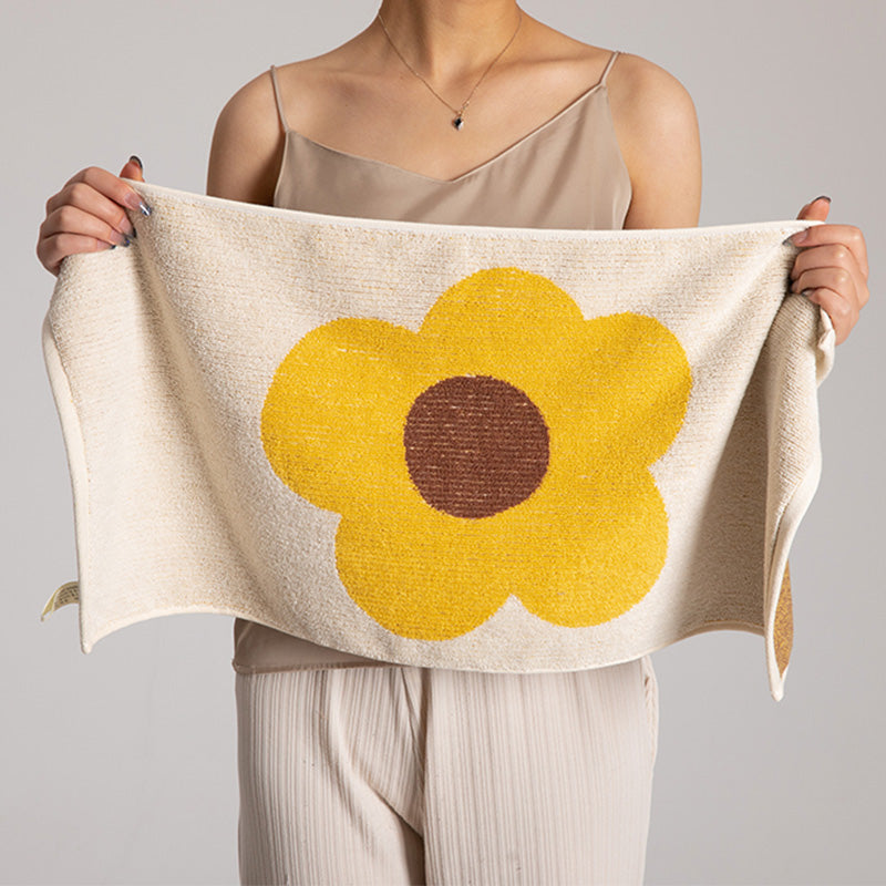 Serviette en coton respirant avec motif floral et design en blocs de couleurs