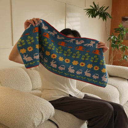 Serviette de bain en coton doux avec motif animal et fleur