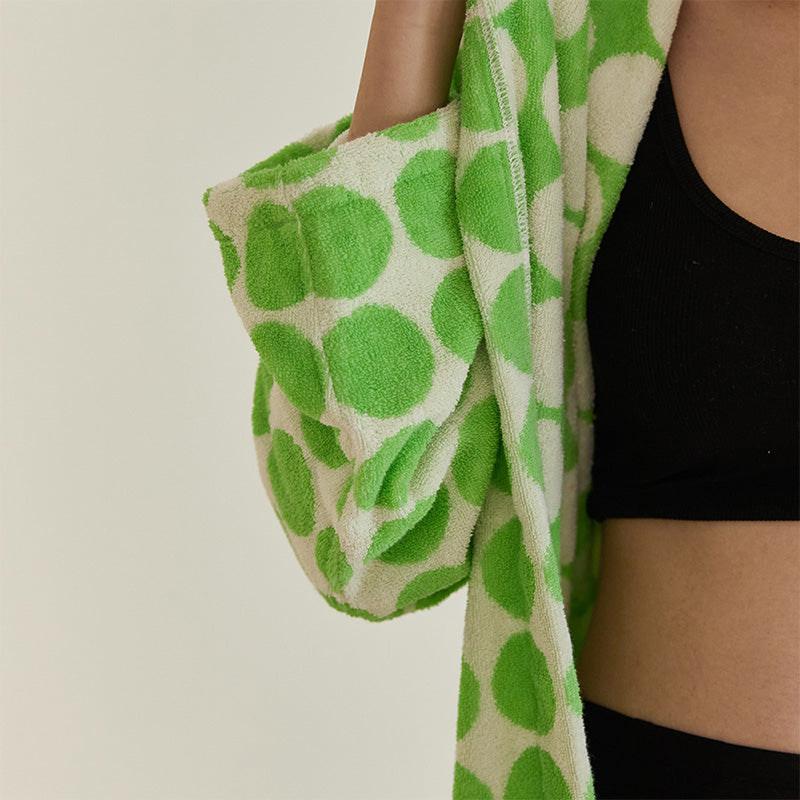 Peignoir à capuche et ceinture à pois