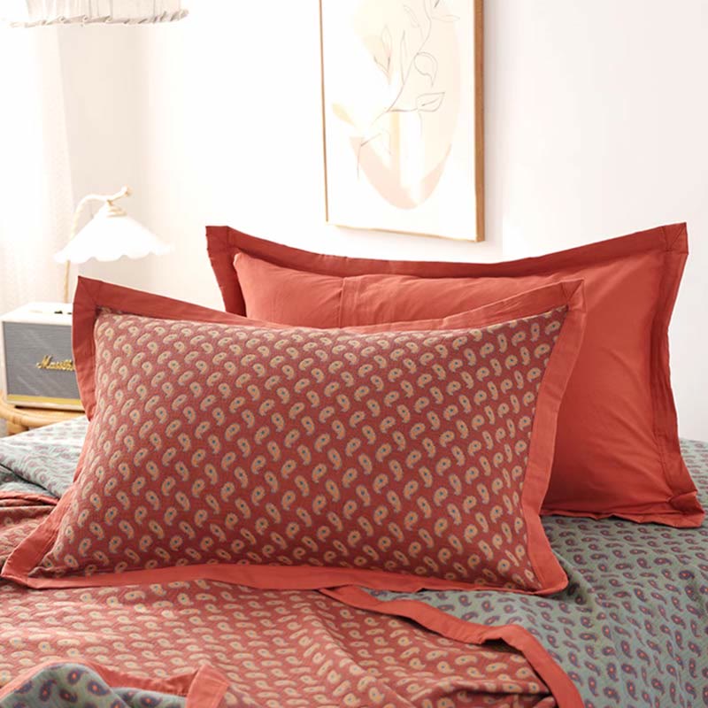 Couette réversible en gaze de coton avec fleurs de cajou
