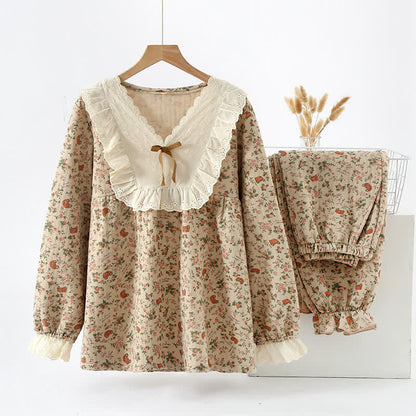 Ensemble de vêtements de détente en coton de style roseraie vintage