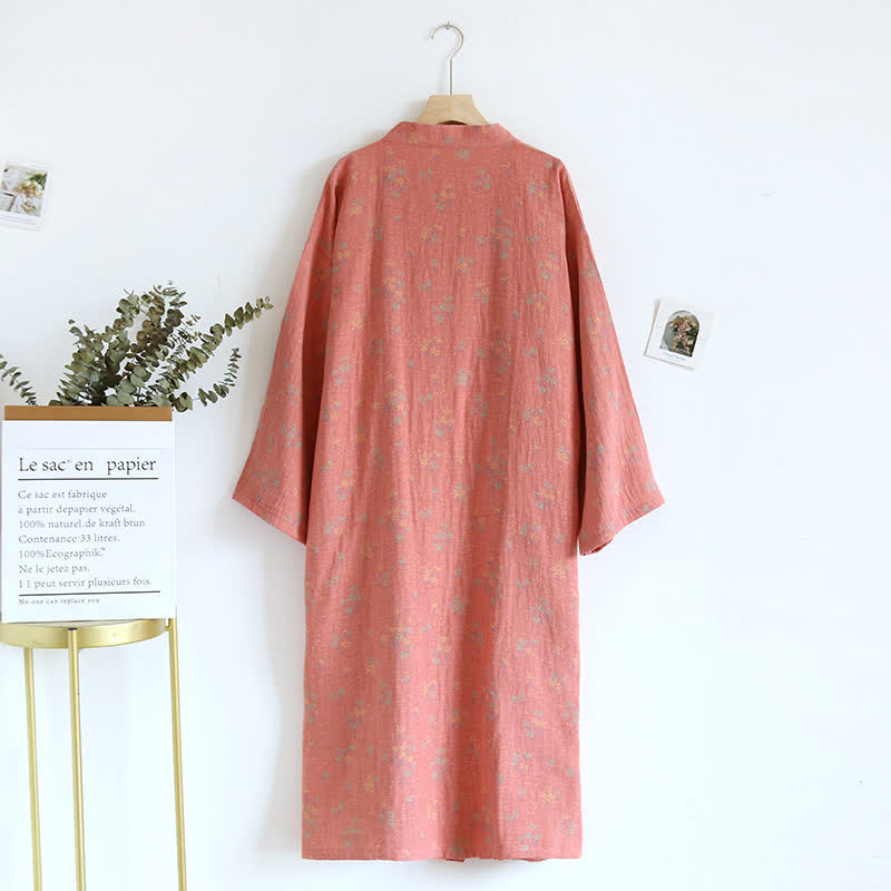 Pyjama peignoir en coton confortable et ample à motif floral