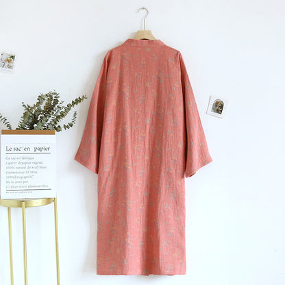 Pyjama peignoir en coton confortable et ample à motif floral