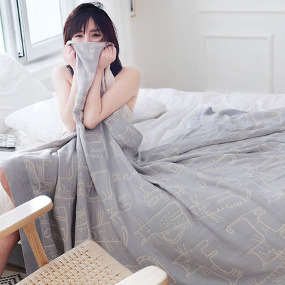 Couverture réversible en coton Ownkoti avec imprimé chat