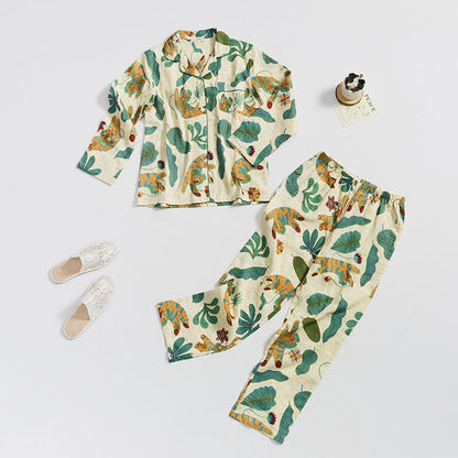 Ensemble de vêtements de détente à motif de plantes tigrées mignonnes