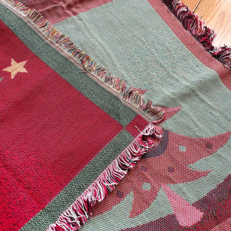 Couverture à pompons décorative pour sapin de Noël
