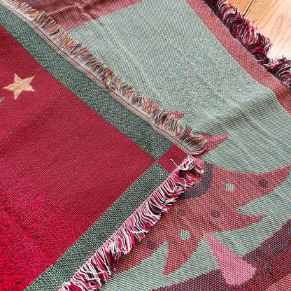 Couverture à pompons décorative pour sapin de Noël
