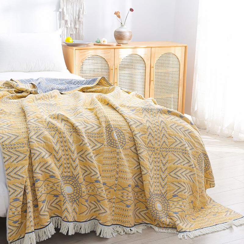 Couette réversible en coton doux à motif géométrique