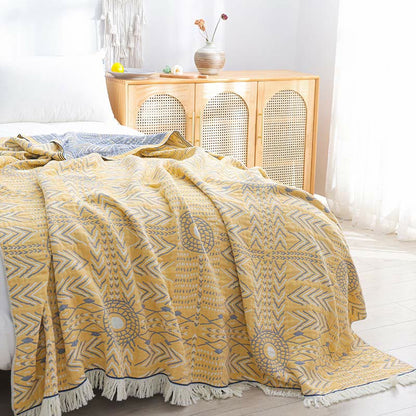Couette réversible en coton doux à motif géométrique