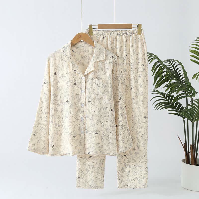 Ensemble de vêtements de détente en pur coton de style forestier