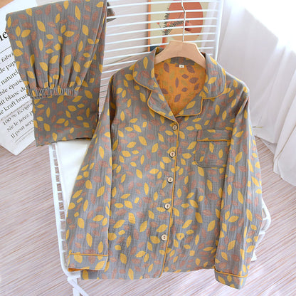 Ensemble de vêtements de détente en coton doux à imprimé feuilles