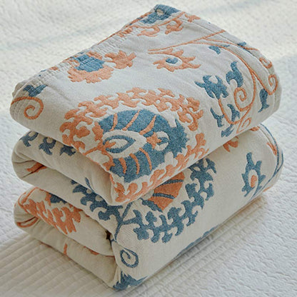 Couverture réversible en coton avec imprimé floral coloré
